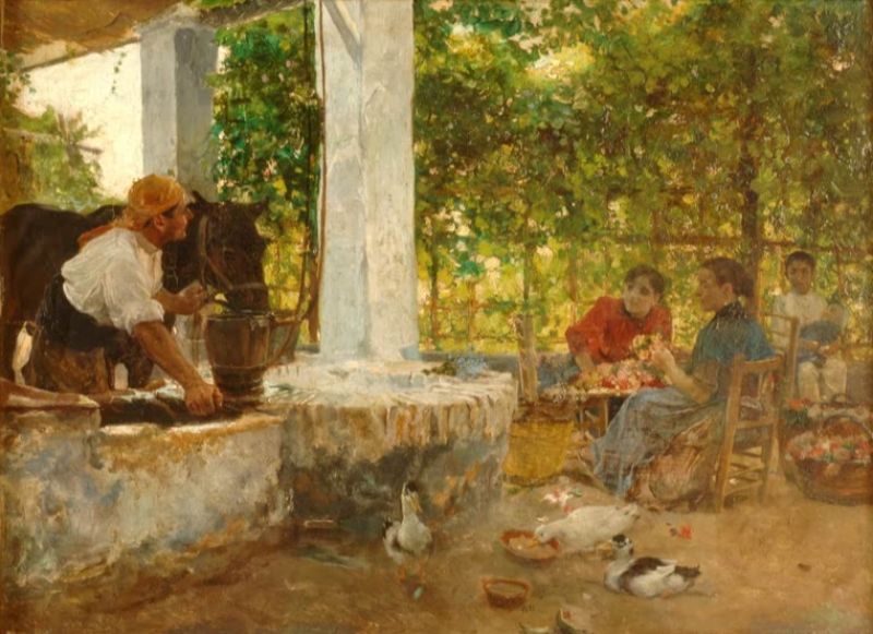 Figuren unter einer Laube; Floristen, 1891 | Joaquín Sorolla