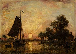 Sonnenuntergang in Holland, 1868 von Jongkind | Gemälde-Reproduktion