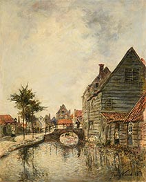 Binnenkanal in der Stadt Dordrecht, 1871 von Jongkind | Gemälde-Reproduktion