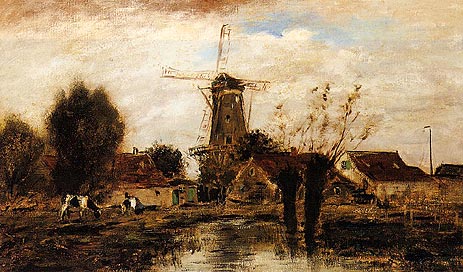 Landscape with Windmill, undated | Jongkind | Painting Reproduction