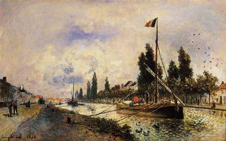 The Barge on the Canal near Paris, 1870 | Jongkind | Painting Reproduction