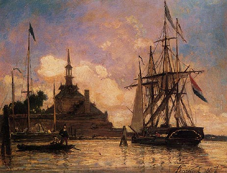 The Port of Rotterdam, 1857 | Jongkind | Painting Reproduction
