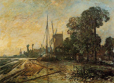 Windmill near the Water, 1860 | Jongkind | Painting Reproduction