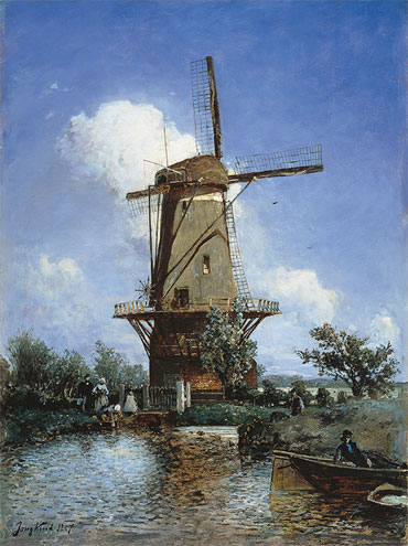 A Windmill near Delft, 1857 | Jongkind | Painting Reproduction