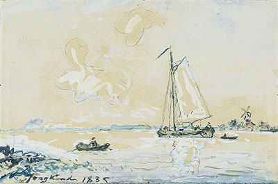 Boats on a River, 1885 | Jongkind | Gemälde Reproduktion