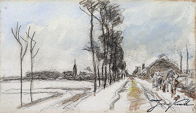 Road Leading into a Village, c.1855 | Jongkind | Painting Reproduction