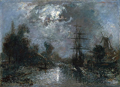Harbor by Moonlight, 1871 | Jongkind | Painting Reproduction