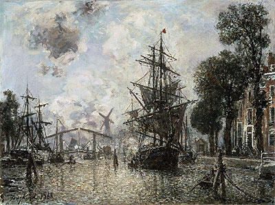 Harbor Scene in Holland, 1868 | Jongkind | Gemälde Reproduktion