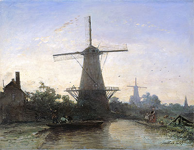 Mills at Rotterdam, 1857 by Jongkind | Painting Reproduction