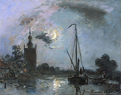 River Landscape at Overschie, 1871 by Jongkind | Painting Reproduction