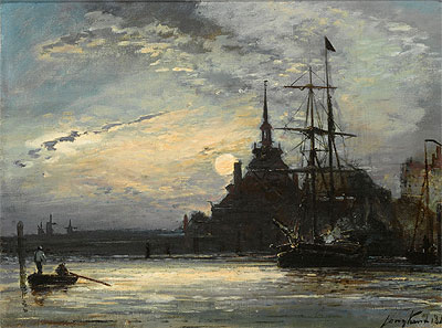 Sunset at the Hoofdpoort, Rotterdam, 1861 by Jongkind | Painting Reproduction