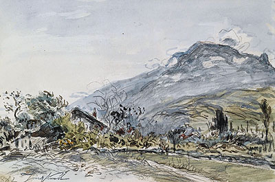 A Chalet in a Mountainous Landscape, 1882 by Jongkind | Painting Reproduction
