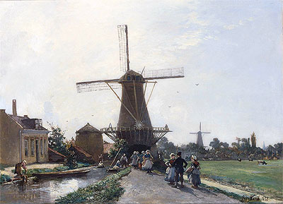 Promenade at the Edge of the Channel, Holland, 1856 | Jongkind | Painting Reproduction