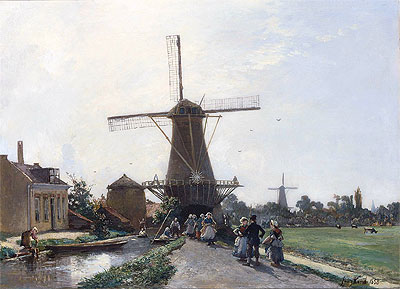 Promenade at the Edge of the Channel, Holland, 1856 by Jongkind | Painting Reproduction