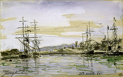 Harbor Scene, 1865 by Jongkind | Painting Reproduction