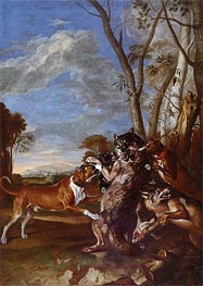 Wolfsverfolgung, Undated von Johann Georg Hamilton | Gemälde-Reproduktion