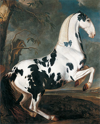 The Piebald Stallion at the Eisgruber Stud, 1700 | Johann Georg Hamilton | Painting Reproduction