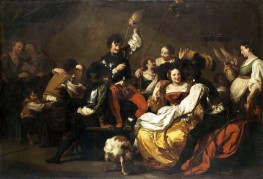 A Banquet of Soldiers and Prostitutes, n.d. by Johann Liss | Painting Reproduction