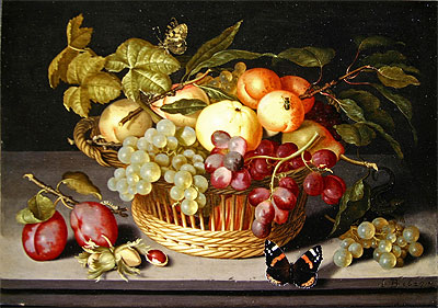 Still Life with a Basket of Fruit, 1627 | Johannes Bosschaert | Painting Reproduction