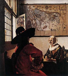 Officer with a Laughing Girl | Vermeer | Painting Reproduction