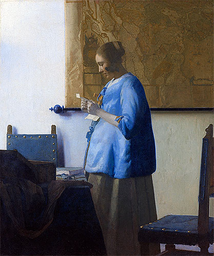 Woman Reading a Letter, c.1663/64 | Vermeer | Painting Reproduction