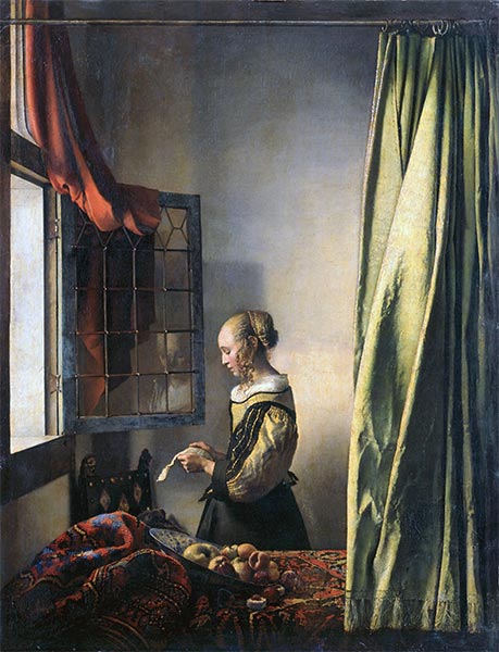 Girl Reading a Letter at an Open Window, c.1657 | Vermeer | Painting Reproduction