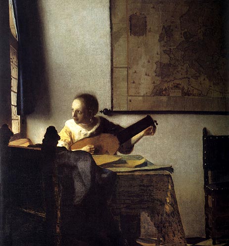 Woman with a Lute near a Window | Vermeer | Painting Reproduction