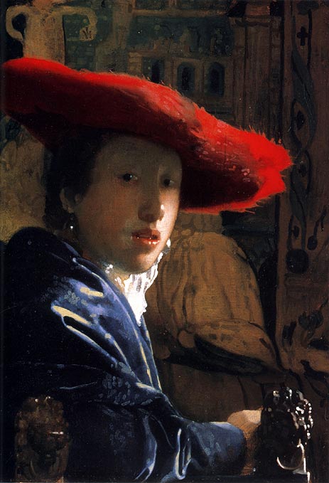 Mädchen mit rotem Hut, c.1665/66 | Vermeer | Gemälde Reproduktion