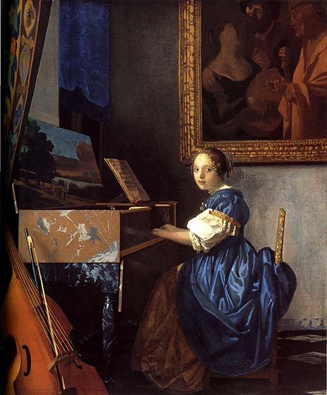 Dame am Virginal sitzend | Vermeer | Gemälde Reproduktion