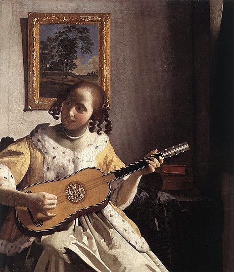 Die Gitarrenspielerin | Vermeer | Gemälde Reproduktion