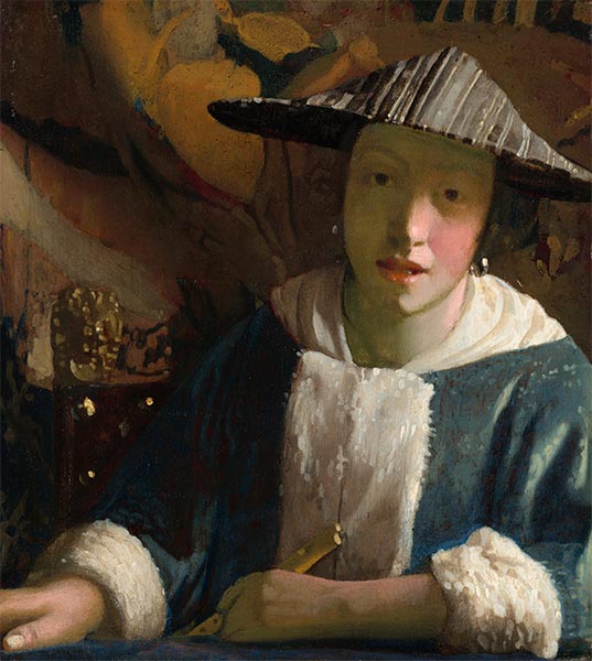 Young Girl with a Flute, c.1665/75 | Vermeer | Painting Reproduction