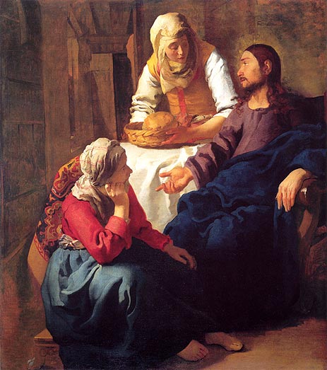 Christ in the House of Mary and Martha, c.1655 by Vermeer | Painting Reproduction