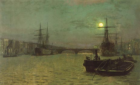London Bridge - Half Tide, 1884 | Grimshaw | Painting Reproduction