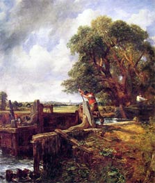 A Boat Passing a Lock, c.1823/25 by Constable | Painting Reproduction