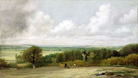 Landschaft, pflügende Szene in Suffolk (Ein Sommerland), c.1824 | Constable | Gemälde Reproduktion