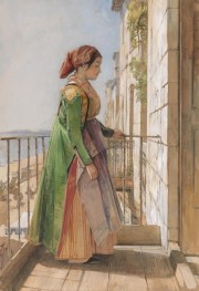 Ein griechisches Mädchen auf einem Balkon | John Frederick Lewis | Gemälde Reproduktion