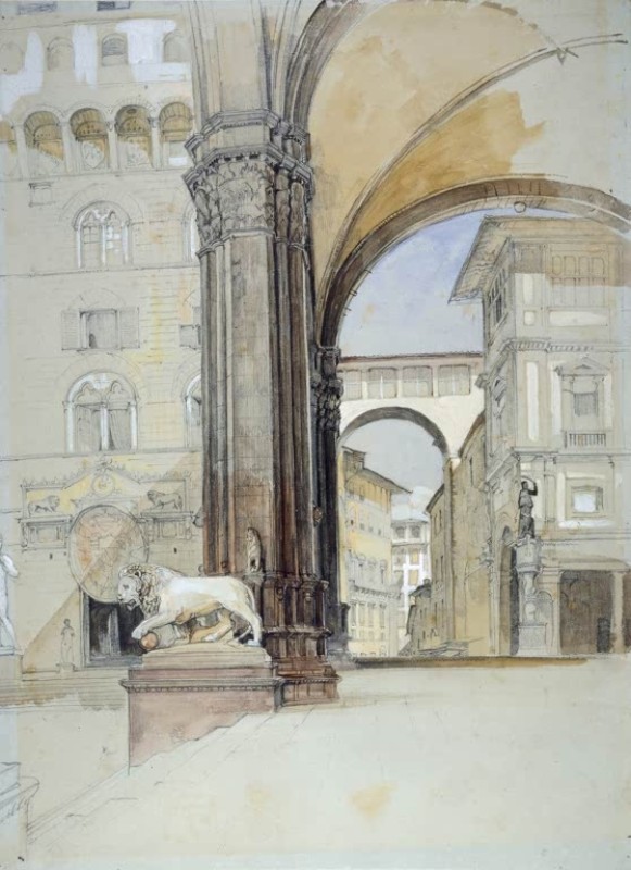 John Frederick Lewis | Der Palazzo Vecchio und die Uffizien, Florenz, c.1820s Der Palazzo Vecchio und die Uffizien, Florenz, c.1820s | John Frederick Lewis