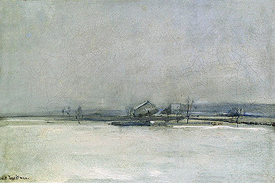 Winter Landscape with Barn, c.1885 | John Henry Twachtman | Gemälde Reproduktion