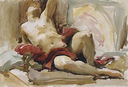 Man with Red Drapery, a.1900 von Sargent | Gemälde-Reproduktion