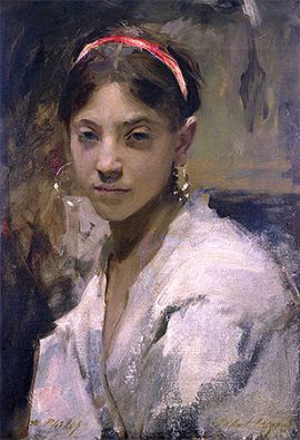 Portrait of a Capri Girl | Sargent | Painting Reproduction 15263