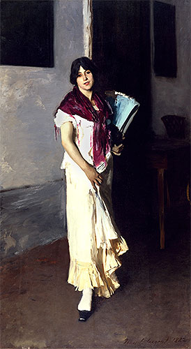 Italian Girl with Fan, 1882 by Sargent | Painting Reproduction