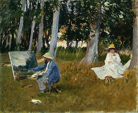 Claude Monet malt am Waldrand | Sargent | Gemälde Reproduktion