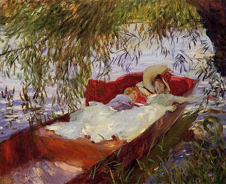 Two Women Asleep in a Punt under the Willows, 1887 | Sargent | Painting Reproduction