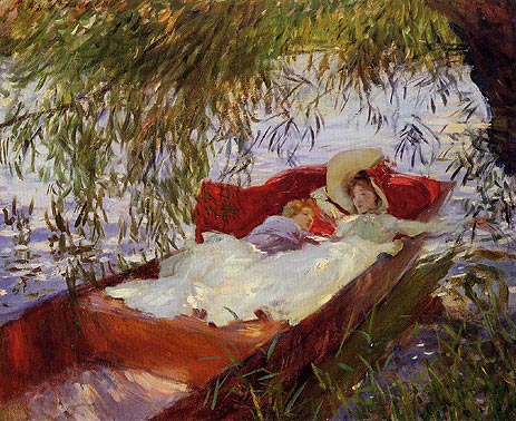 Two Women Asleep in a Punt under the Willows | Sargent | Painting Reproduction