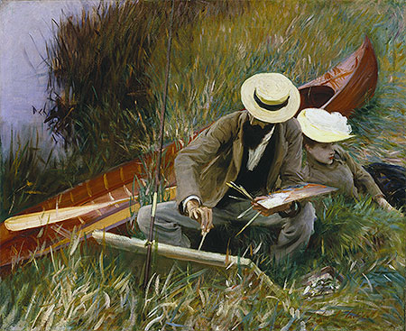 Paul Helleu Sketching with His Wife, 1889 | Sargent | Gemälde Reproduktion