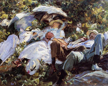 Group with Parasols (A Siesta), c.1908/11 | Sargent | Gemälde Reproduktion