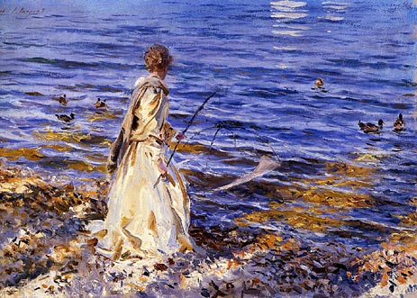 Girl Fishing, 1913 | Sargent | Gemälde Reproduktion