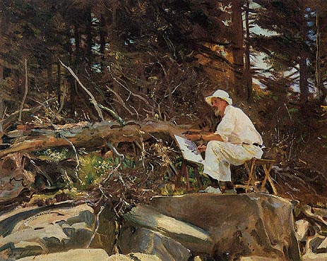 Der Künstler beim Skizzieren | Sargent | Gemälde Reproduktion