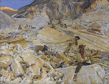 Bringing Down Marble from the Quarries to Carrara, 1911 | Sargent | Gemälde Reproduktion