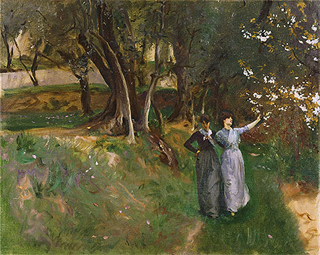 Landschaft mit Frauen im Vordergrund, c.1883 von Sargent | Gemälde-Reproduktion